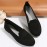 Women's Black Slip On Flats, Breathable Knitted Round Toe Non-slip Shoes, Casual Lightweight Walking Shoes