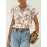 V Neck Floral Print Blouse, Casual Short Sleeve Blouse For Spring & Summer, Women's Clothing