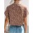 Crew Neck Floral Print Blouse, Casual Short Sleeve Blouse For Spring & Summer, Women's Clothing