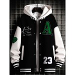 Men's Stand Collar Casual Loose Sports Jacket Color Block \