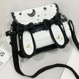 Kawaii Rabbit Crossbody Bag, Cute Anime Shoulder Bag, Cartoon JK Uniform  Handbag