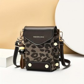 Fashion Small Phone Bag, Women's Trendy Faux Leather Flap Crossbody Bag With Adjustable Strap