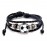 Funky Beaded Football Charm Leather Bracelet, Men's Adjustable Braided Soccer Bracelet