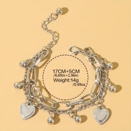 Men's New Trendy Multi-layer Heart Stainless Steel Bracelet, Men's Party Accessories