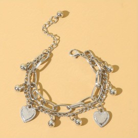 Men's New Trendy Multi-layer Heart Stainless Steel Bracelet, Men's Party Accessories