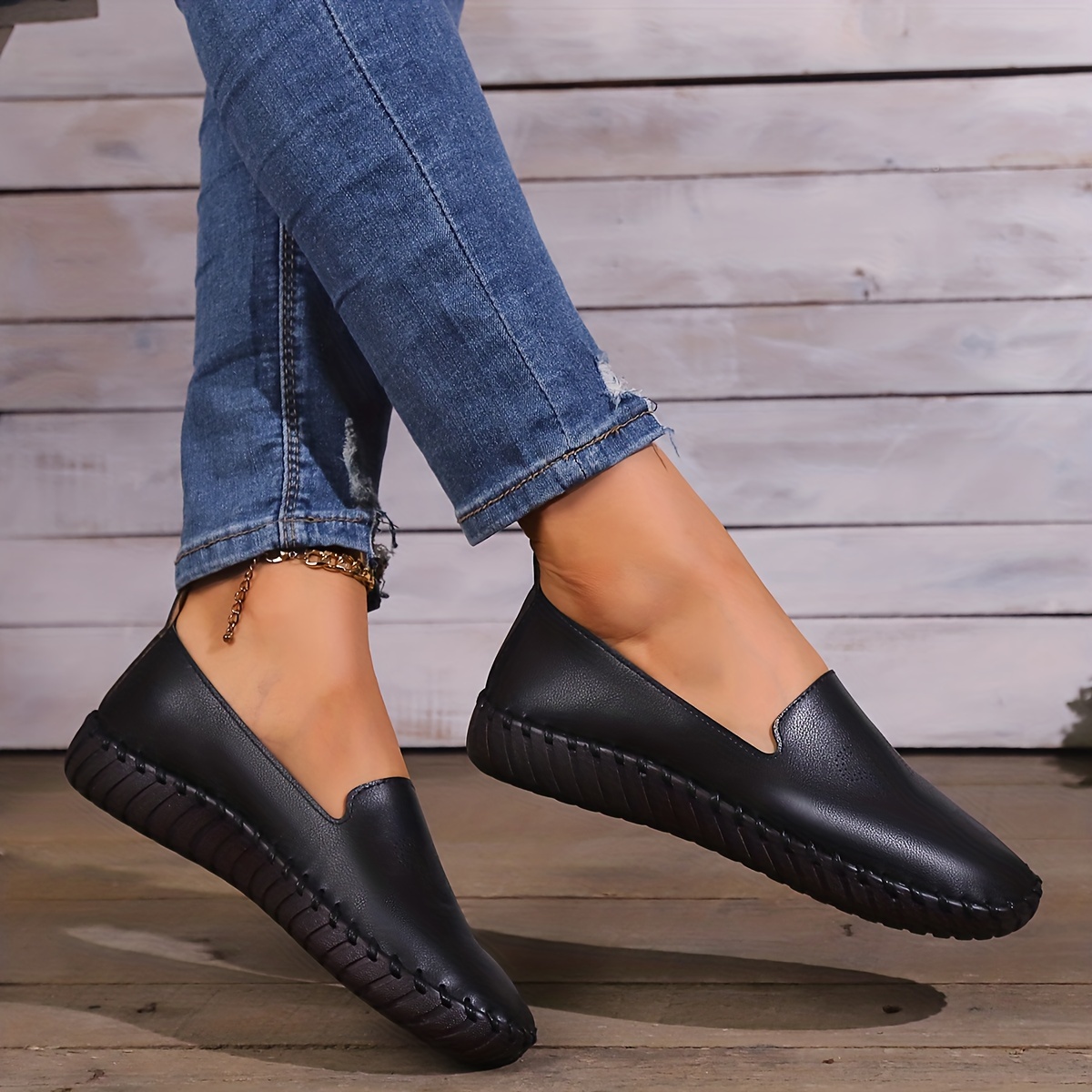womens solid color comfy shoes slip on soft sole flat breathable shoes daily lightweight non slip shoes details 9