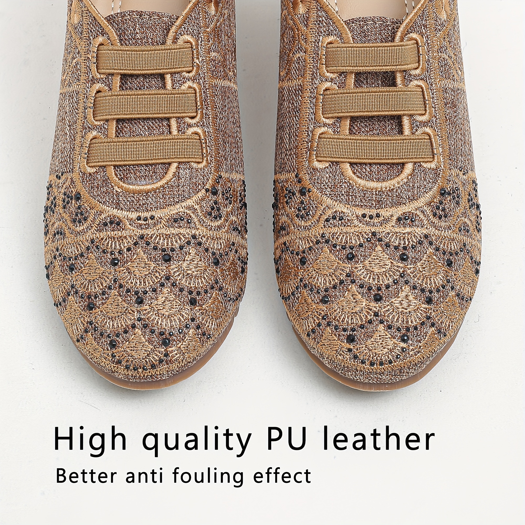 womens rhinestone decor wedge shoes comfy knitted height increasing shoes slip on soft walking shoes details 13
