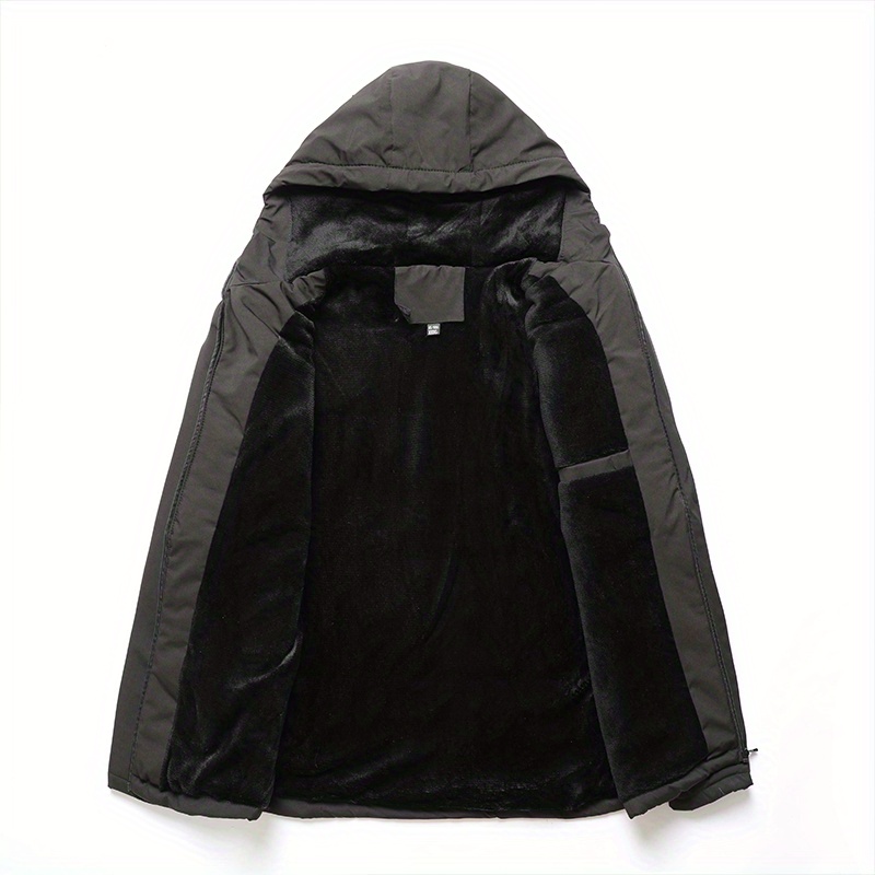 warm fleece hooded jacket mens casual winter jacket coat for outdoor activities details 2