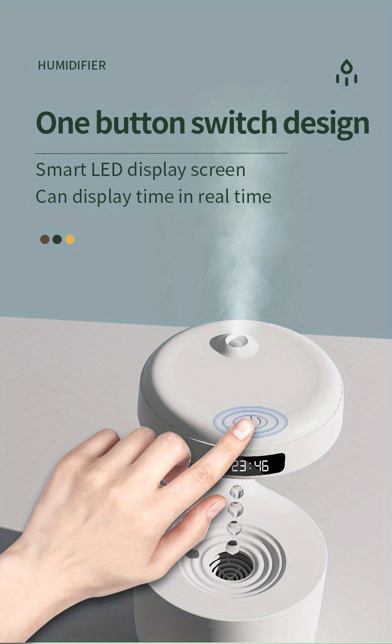 multi functional anti gravity humidifier with clock night light and ornament enhance your homes atmosphere and health details 7