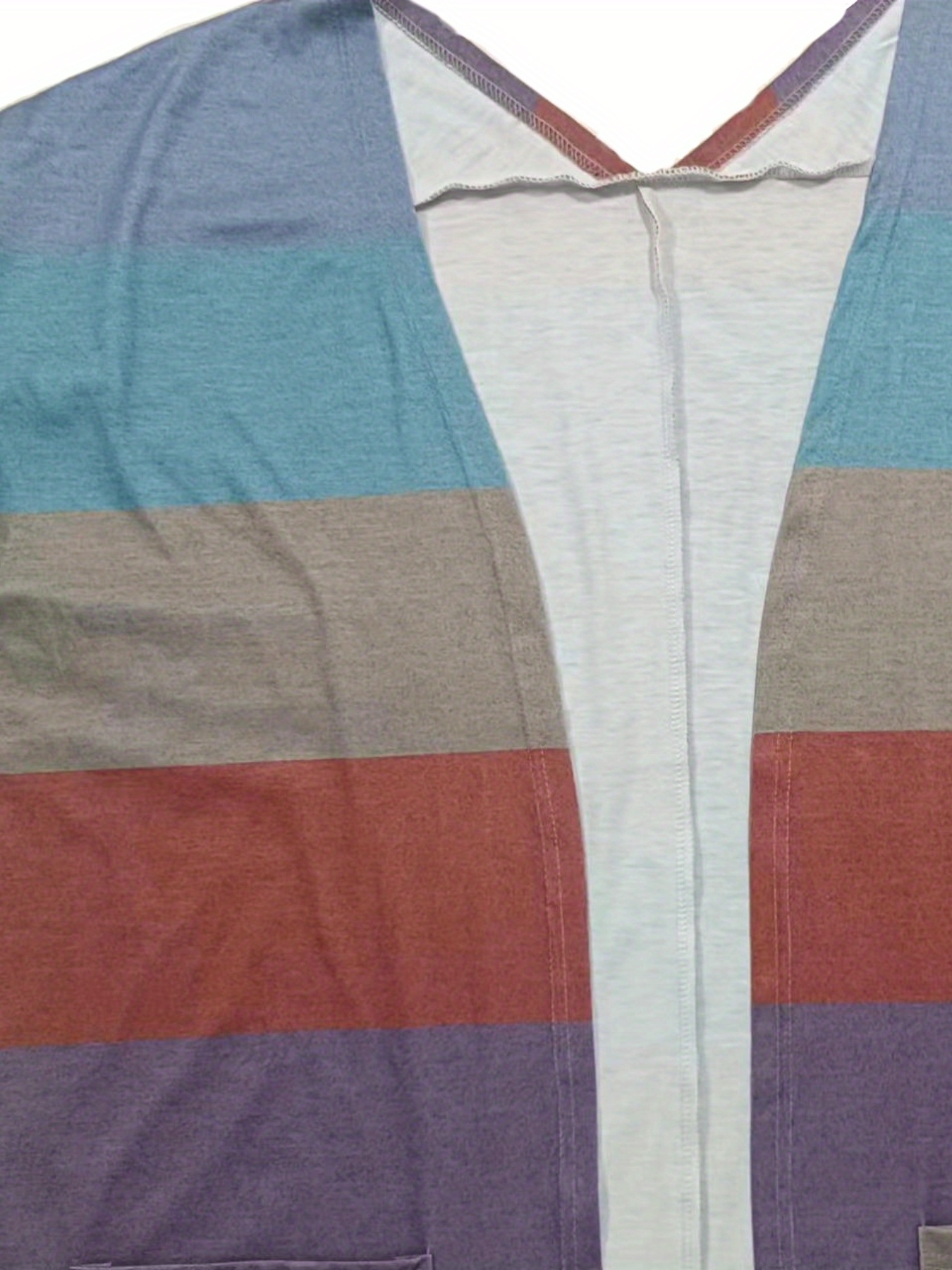 plus size casual cardigan womens plus colorblock long sleeve open front cardigan with pockets details 2