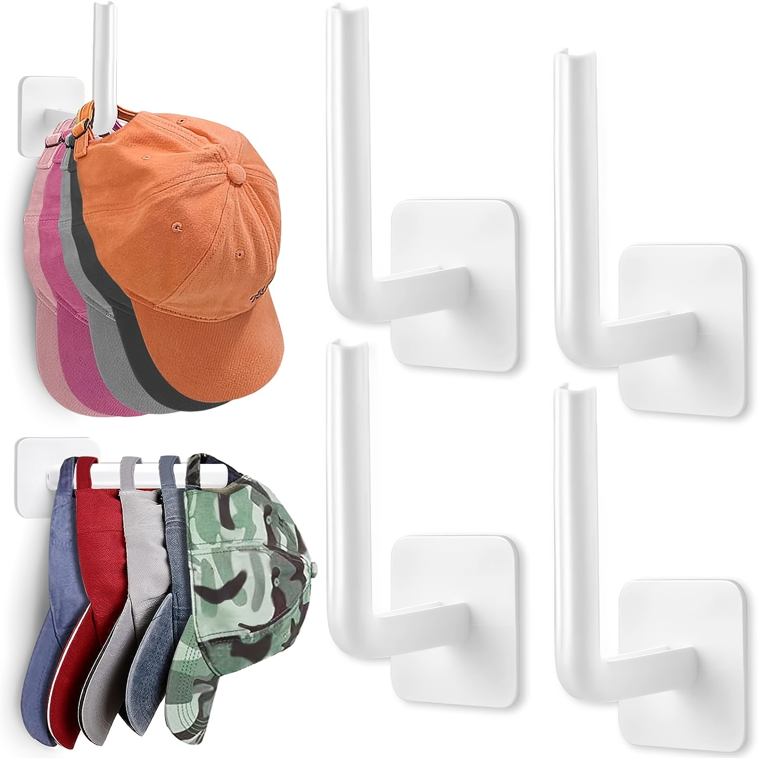 4pcs white plastic l shaped hook non punching wall hook strong adhesive hanging hook wall mounted hat hanger multifunctional coat towel bag key hook for bedroom bathroom living room office details 0
