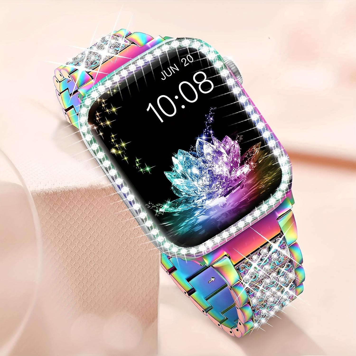 compatible with iwatch band 40mm 41mm 44mm 45mm 49mm with case shiny rhinestone metal watch band with rhinestone case case for iwatch series 9 8 se 7 6 5 4 3 2 1 details 4